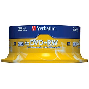 25 Verbatim DVD+RW 4,7 GB wiederbeschreibbar von Verbatim