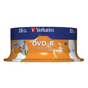 25 Verbatim DVD-R 4,7 GB bedruckbar von Verbatim