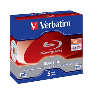 5 Verbatim Blu-ray BD-RE 50 GB Double Layer, wiederbeschreibbar von Verbatim