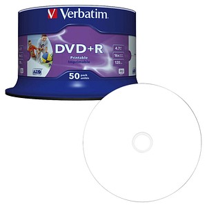 50 Verbatim DVD+R 4,7 GB bedruckbar von Verbatim