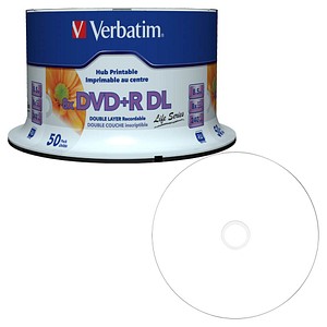 50 Verbatim DVD+R 8,5 GB Double Layer, bedruckbar von Verbatim