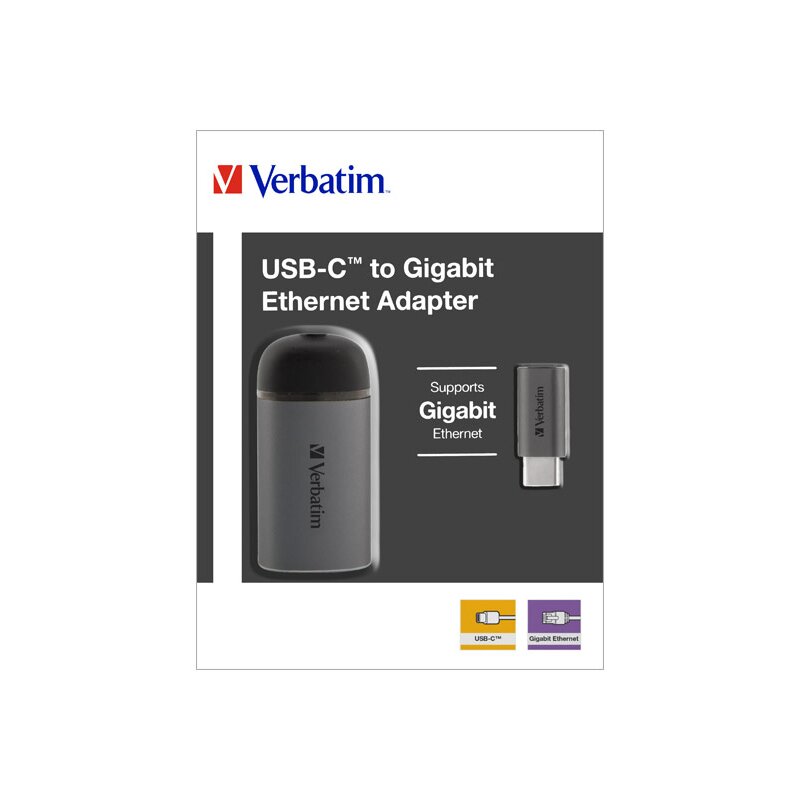 Adapter, USB 3.1-C/RJ45 Gigabit, silber von Verbatim