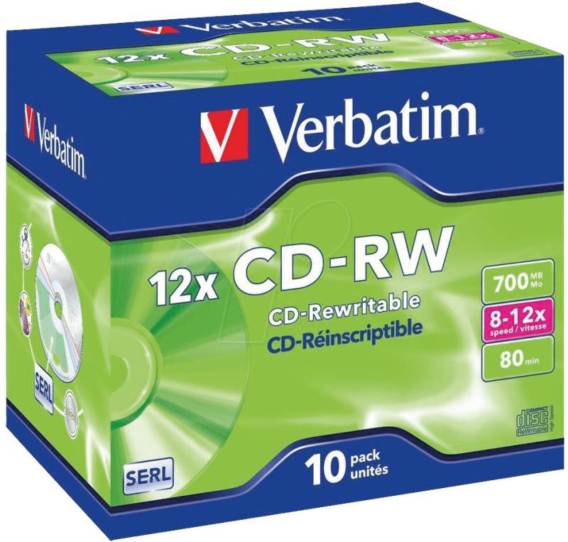 CD-RW 8010 VER - Verbatim CD-RW 700MB/80min, 10er Pack von Verbatim