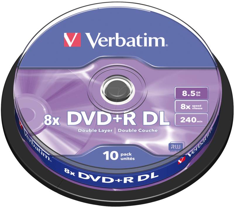DVD+R8,5 VER10 - DVD+R 8,5GB Double Layer, 10er Spindel von Verbatim