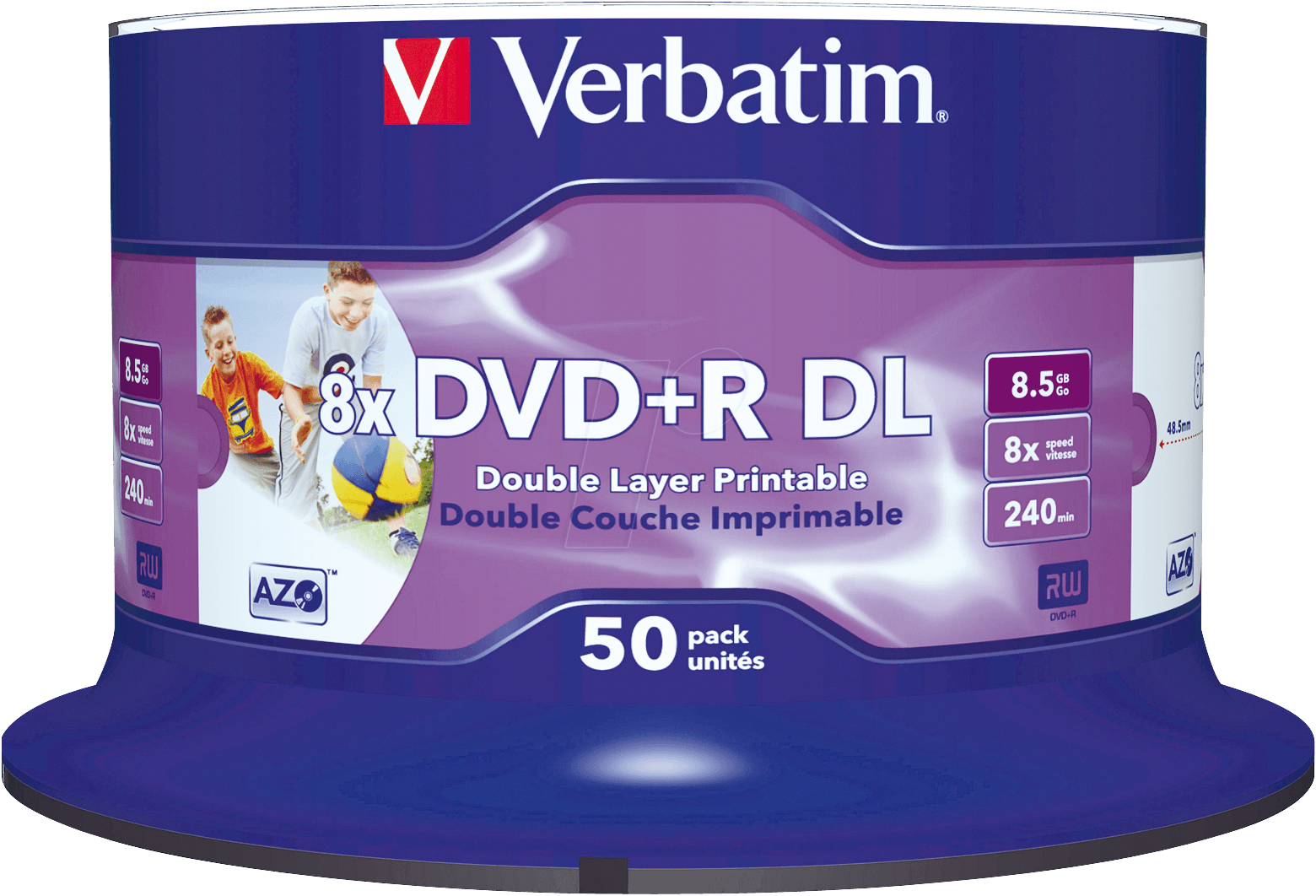 DVD+R8,5 VER50PN - Verbatim DVD+R 8,5GB, 50er, DoubleLayer,NoID von Verbatim