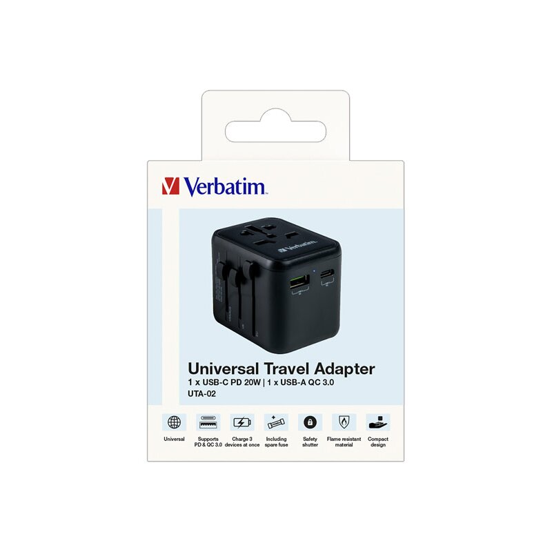 Ladeadapter, Universal Travel, UTA-02, schwarz Ladeadapter, Universal Travel, UTA-02, schwarz von Verbatim