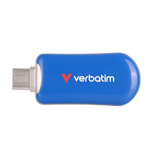 Verbatim Plectra USB-C Stick 512 GB, 3.2 Gen 1 USB-C Flash Drive, kompakter Speicherstick mit bis zu 100 MB/s, Speicher für iPad, iPhone, Smartphone, Laptop, PC, kompatibel mit Mac/Windows von Verbatim