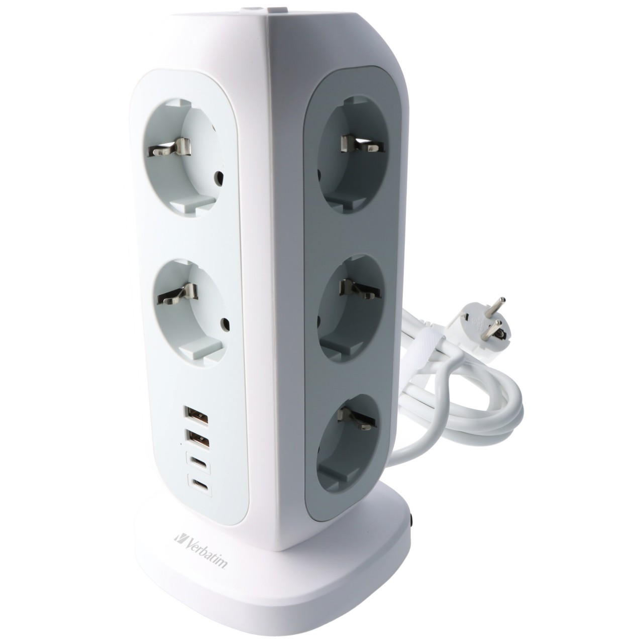 Praktischer Steckdosen Tower, EUPT-01, Kabel 2m, weiss 11x 230V EU, 2x USB Typ-A, 2x USB Typ-C, Retail Praktischer Steckdosen Tower, EUPT-01, Kabel 2m, weiss 11x 230V EU, 2x USB Typ-A, 2x USB Typ-C, Retail von Verbatim
