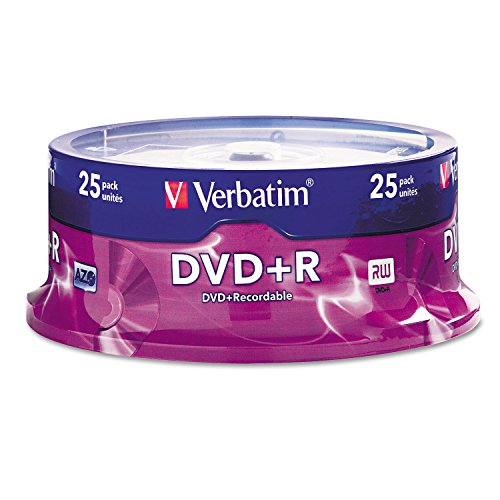 REG Verbatim 95033 DVD + R Discs, 4.7 GB, 16 x, Spindel, Silber, 25/Pack von Verbatim