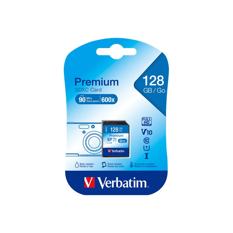 SDXC-Card 128GB, Premium, Class 10, U1, UHS-I von Verbatim