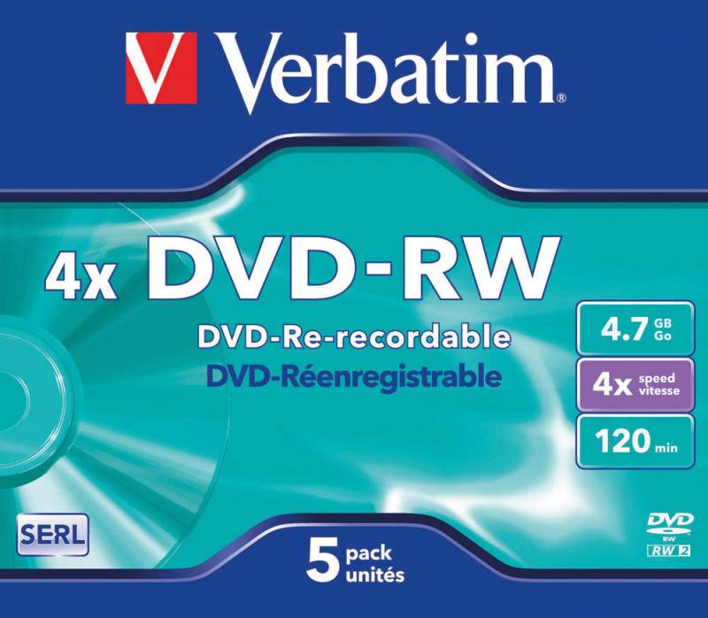 VERBATIM 43285 - DVD-RW 4,7GB, matt, 5er Pack Jewel Case von Verbatim