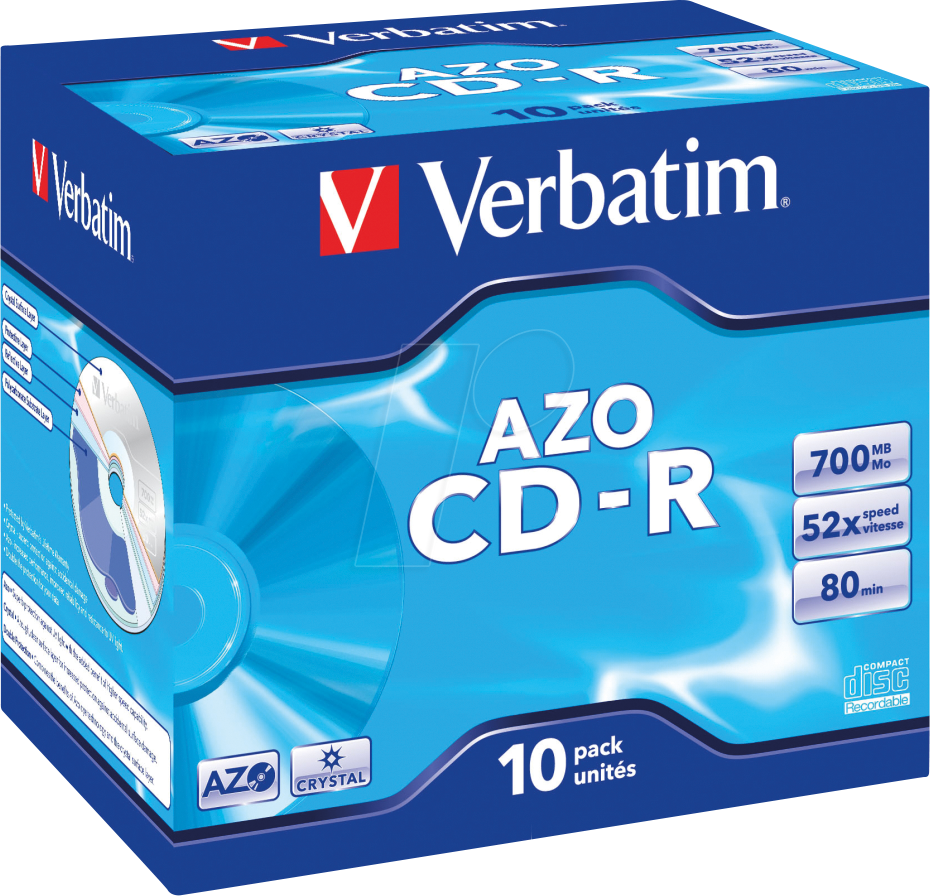 VERBATIM 43327 - CD-R AZO, 700 MB, 52x, 10er Pack Jewel Case von Verbatim