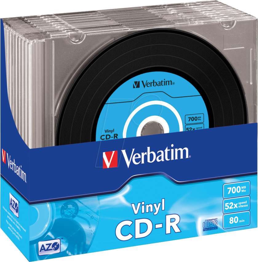 VERBATIM 43426 - CD-R AZO, Data Vinyl, 700 MB, 52x, 10er Pack Slim Case von Verbatim