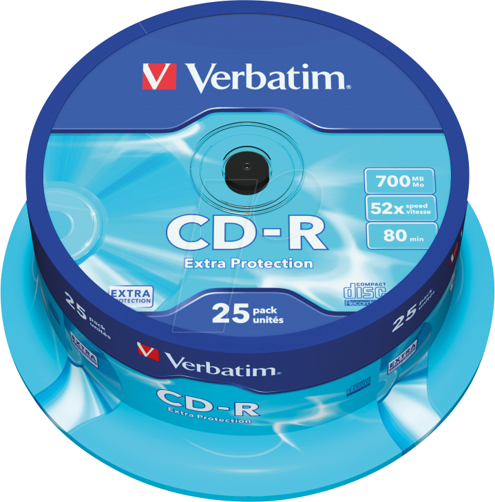 VERBATIM 43432 - CD-R, Extra Protection, 700 MB, 52x, 25er Pack Spindel von Verbatim