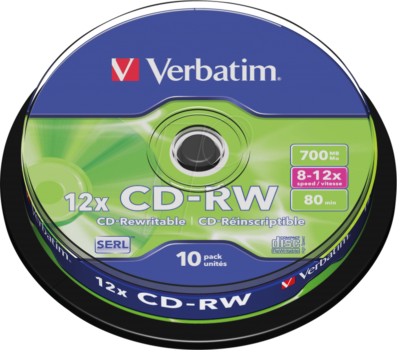 VERBATIM 43480 - CD-RW, 700 MB, 12x, 10er Pack Spindel von Verbatim