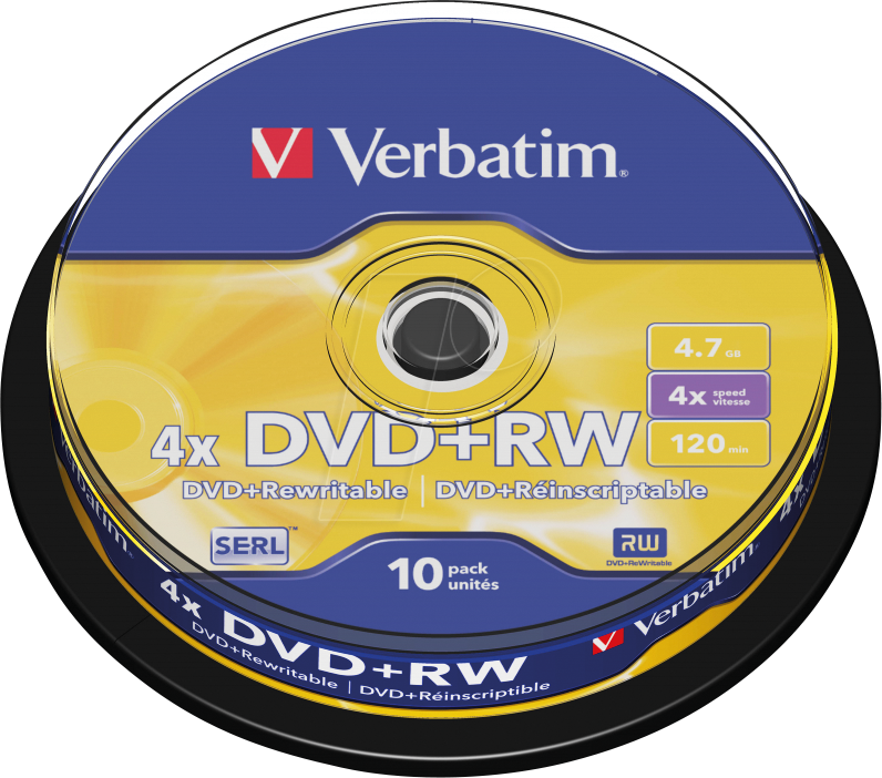 VERBATIM 43488 - DVD+RW 4,7 GB, matt, 10er Pack Spindel von Verbatim