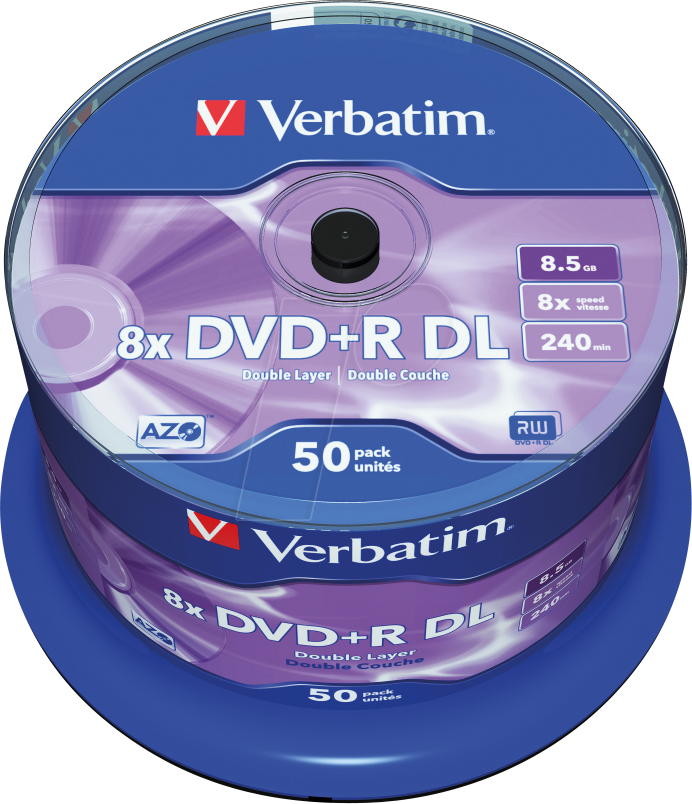 VERBATIM 43758 - DVD+R 8,5 GB Double Layer, 50er Pack Spindel von Verbatim