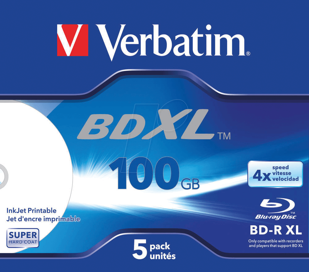VERBATIM 43789 - BD-R XL, 100GB, bedruckbar, 5er Pack von Verbatim