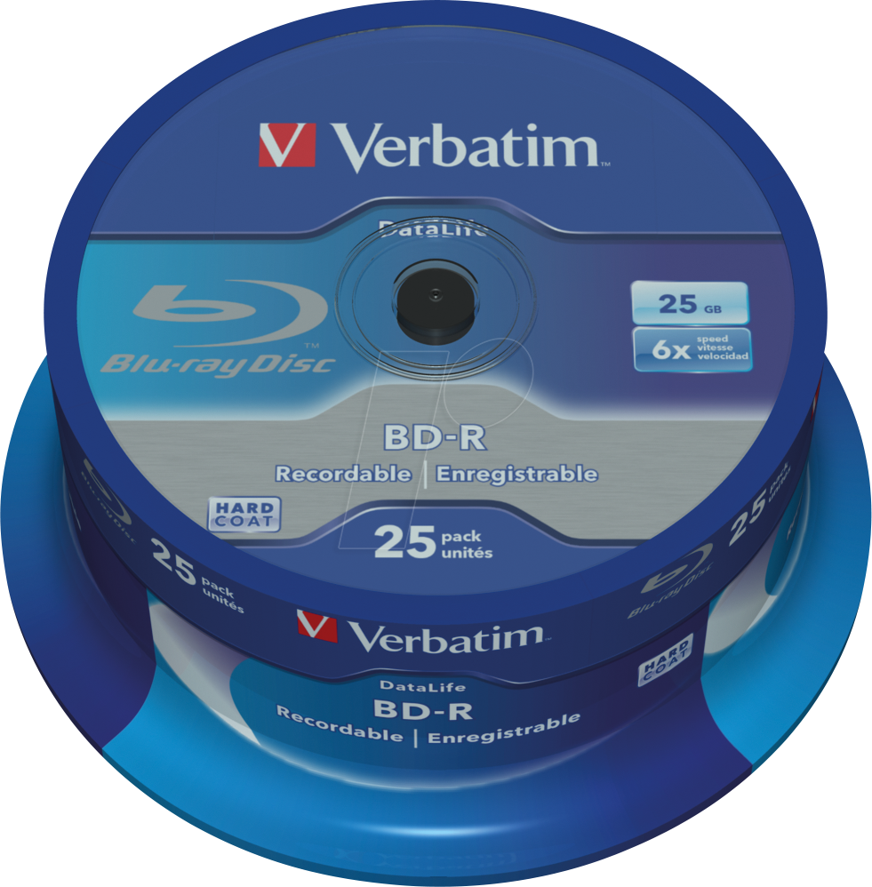 VERBATIM 43837 - BD-R SL Datalife, 25GB, 6x, 25er Spindel von Verbatim