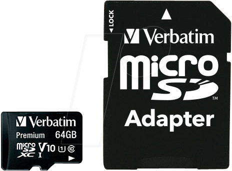 VERBATIM 44084 - MicroSDXC-Speicherkarte 64GB, Verbatim, Class 10 von Verbatim
