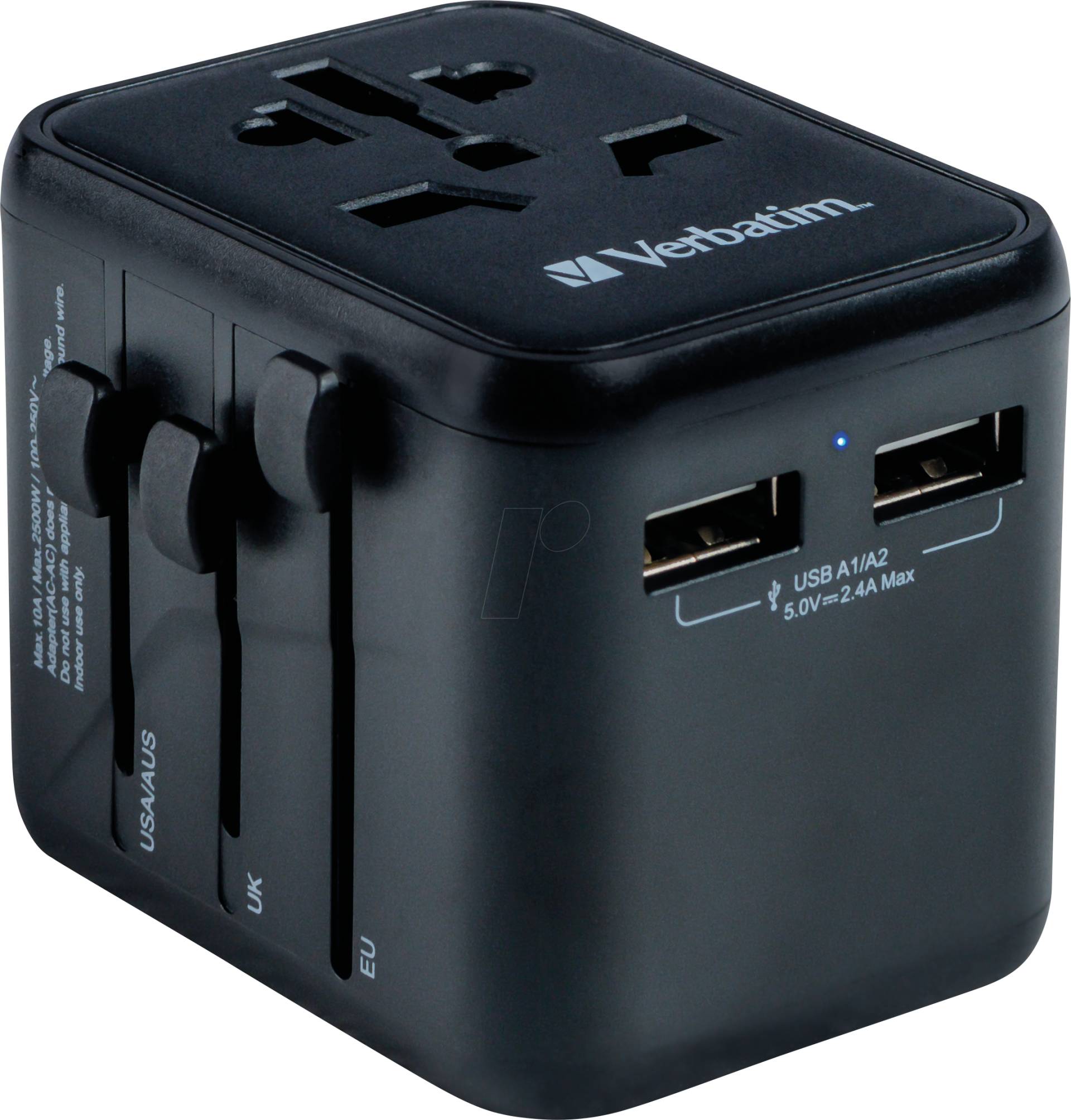 VERBATIM 49543 - Ladeadapter, UTA-01, 12 W 2x USB-A, 100-250V von Verbatim