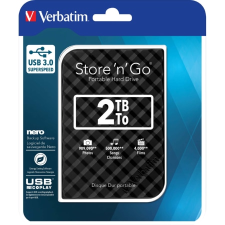 VERBATIM 53195  - Festplatte 2TB USB3.0 Extern,6,35cm(2,5Z) VERBATIM 53195 von Verbatim