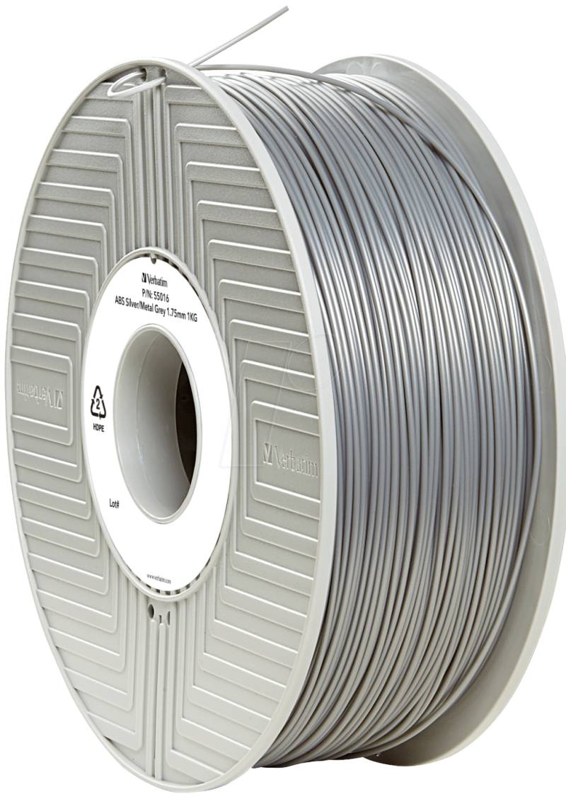VERBATIM 55032 - ABS Filament, silber/metallgrau, 1,75 mm, 1 kg von Verbatim