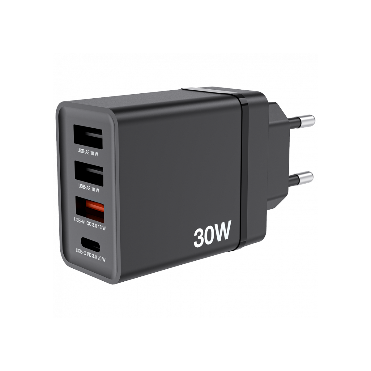 VERBATIM CHR-30EU2 30 W USB Netzladegerät mit 4 Anschlüssen 1 x USB-C® PD 20 W / 1 x USB-A QC 3.0 / 2 x USB-A 10W, schwarz von Verbatim