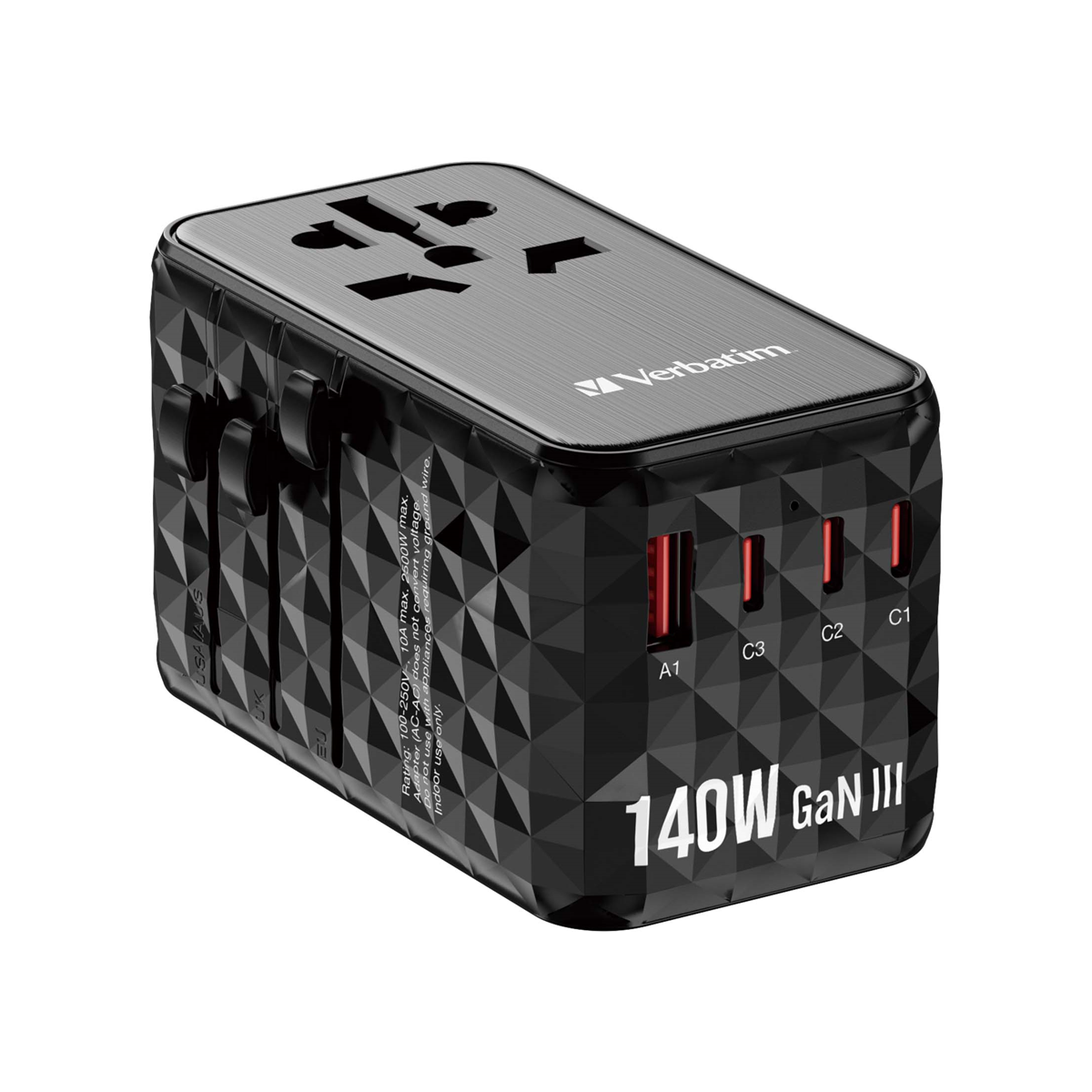 VERBATIM GAN III UNIVERSAL Reiseadapter UTA-10 mit 2 X USB-C PD 140W & QC 4+ / 2 X USB-A QC 3.00 VERBATIM GAN III UNIVERSAL Reiseadapter UTA-10 mit 2 X USB-C PD 140W & QC 4+ / 2 X USB-A QC 3.00 von Verbatim