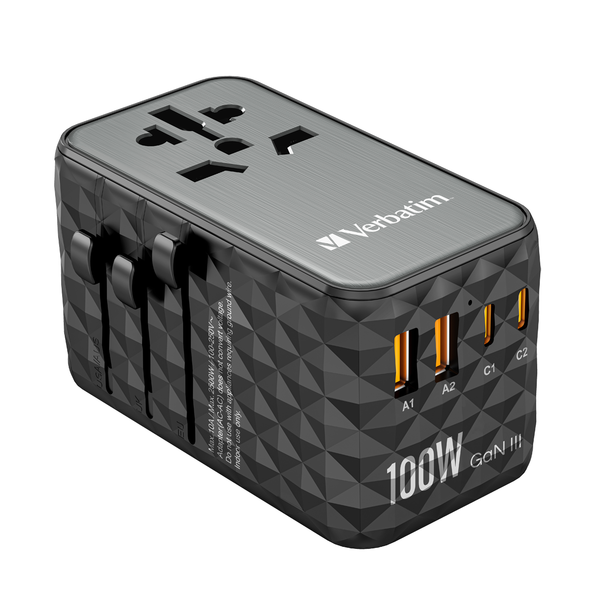 VERBATIM GAN III UNIVERSAL TRAVEL ADAPTER UTA-06 mit 2 X USB-C PD 100W & QC 4+ / 2 X USB-A QC 3.00 VERBATIM GAN III UNIVERSAL TRAVEL ADAPTER UTA-06 mit 2 X USB-C PD 100W & QC 4+ / 2 X USB-A QC 3.00 von Verbatim