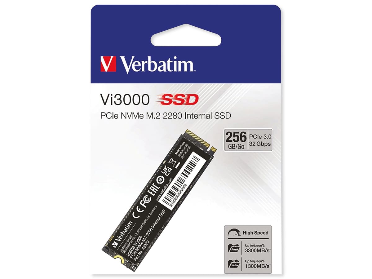 VERBATIM M.2 2280 SSD Vi3000, PCIe 3.0, 256 GB von Verbatim