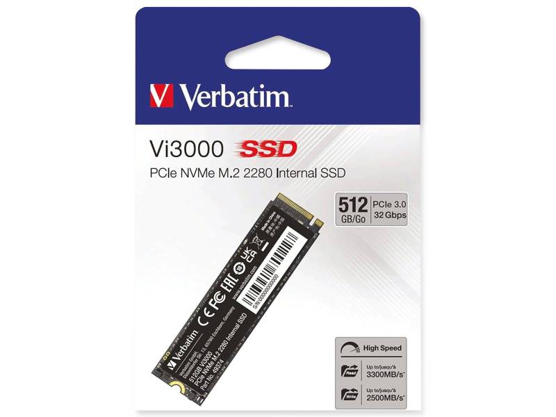 VERBATIM M.2 2280 SSD Vi3000, PCIe 3.0, 512 GB von Verbatim