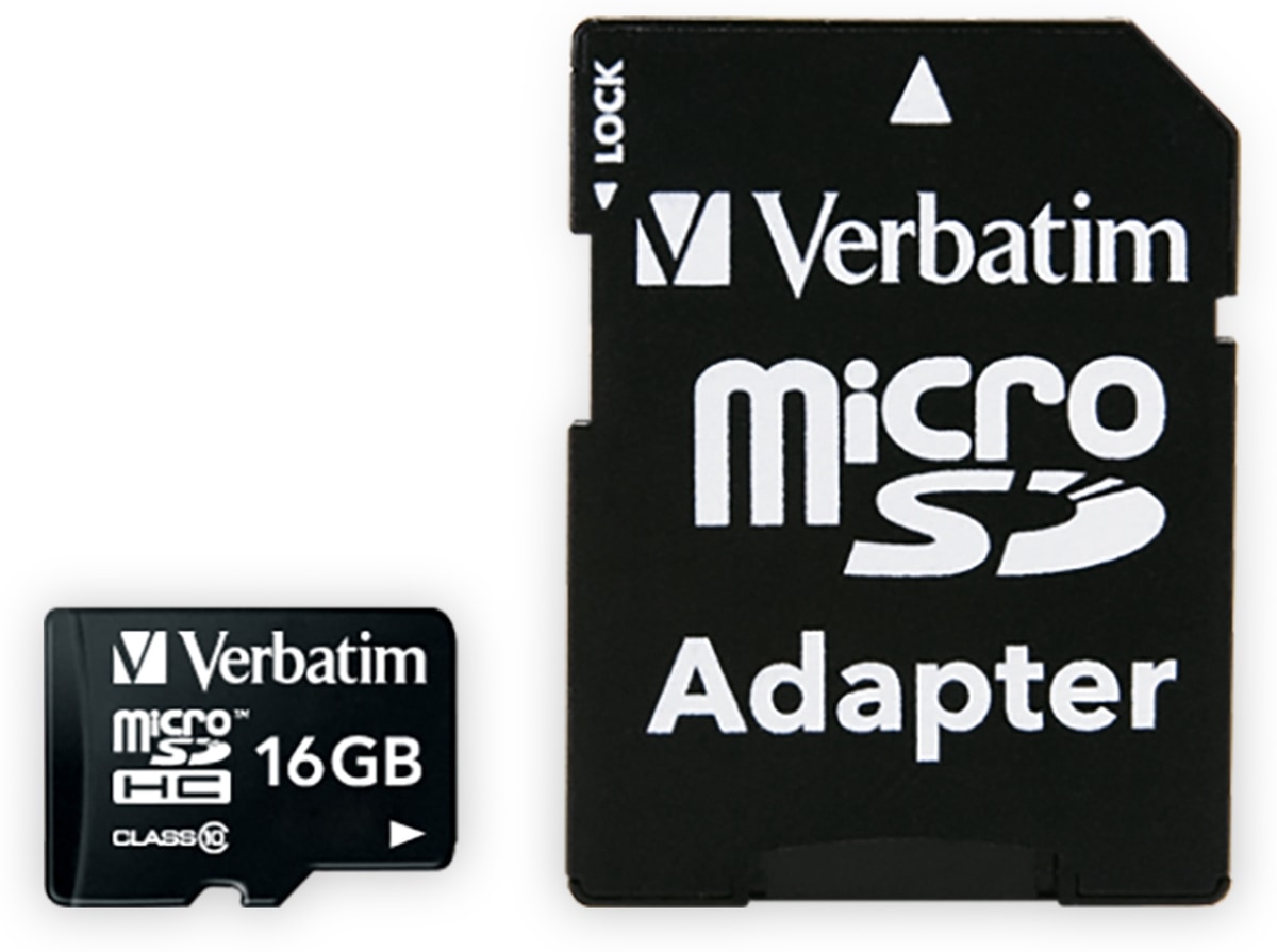 VERBATIM MicroSDHC Card Premium, 16 GB, Class 10, inkl. Adapter von Verbatim