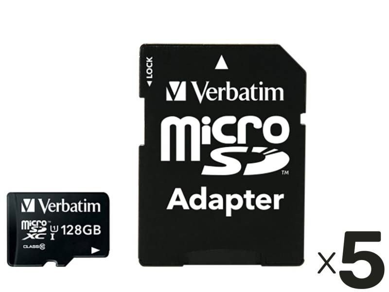 VERBATIM MicroSDXC Card Premium, 128 GB, Class 10, inkl. Adapter 5er Pack von Verbatim