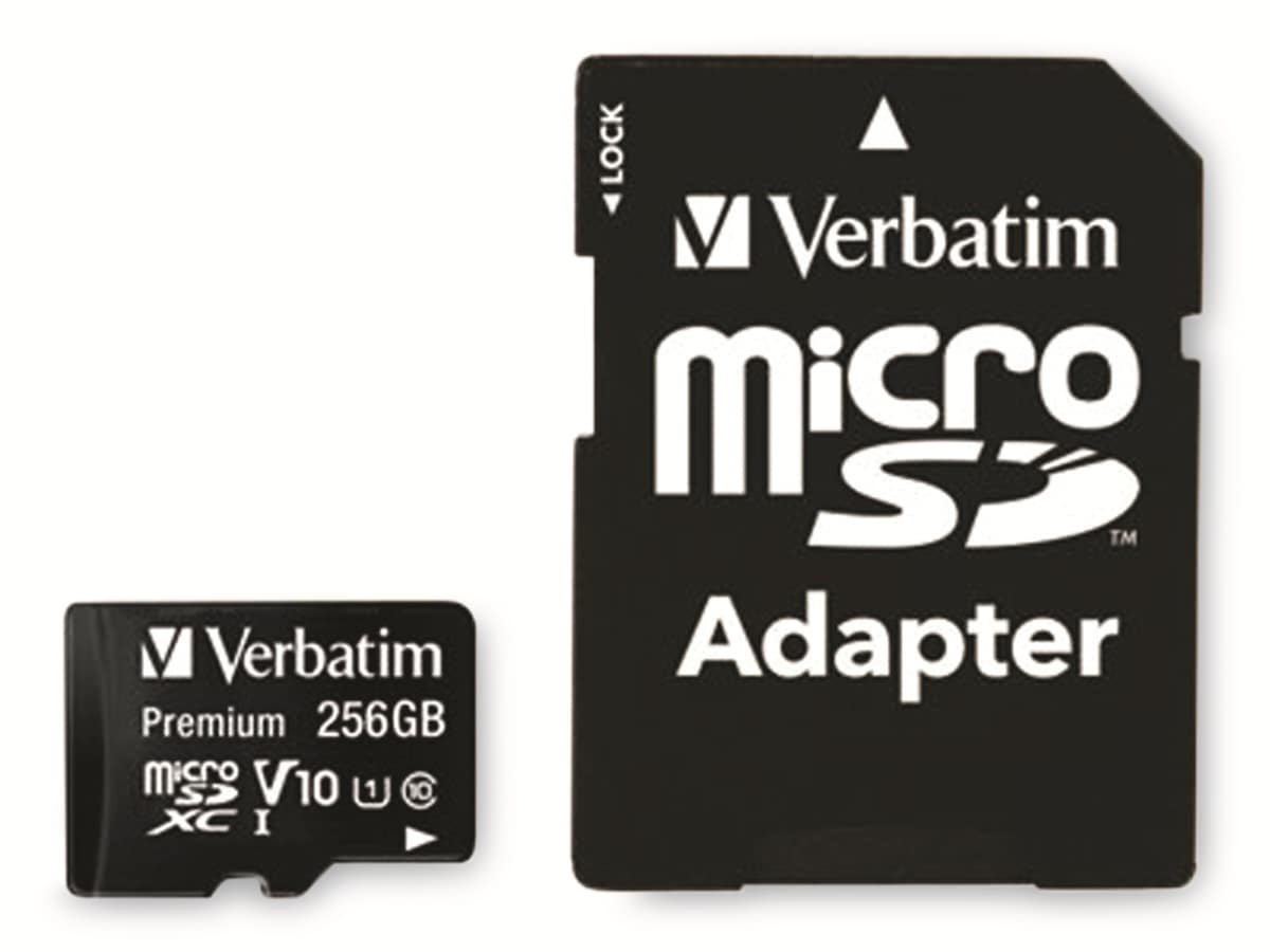 VERBATIM MicroSDXC Card Premium, 256 GB, Class 10, inkl. Adapter von Verbatim