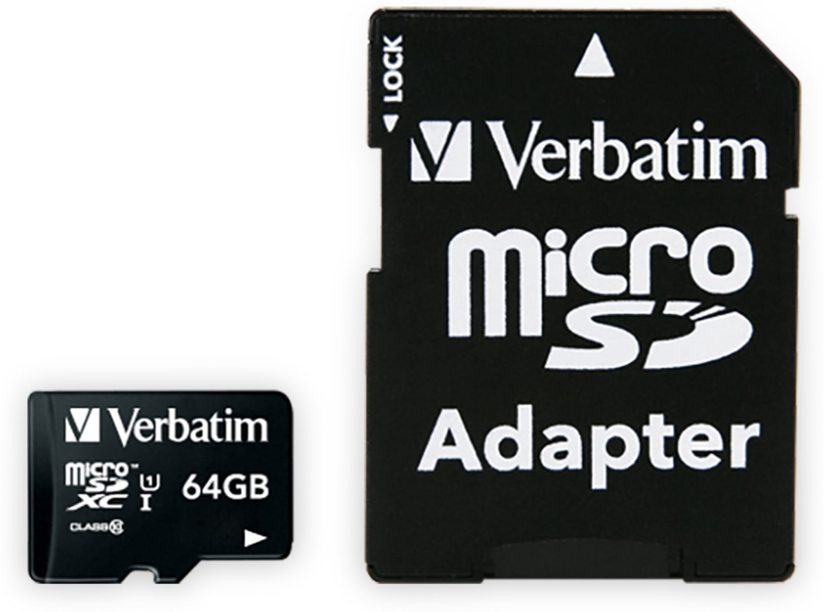 VERBATIM MicroSDXC Card Premium, 64 GB, Class 10, inkl. Adapter von Verbatim