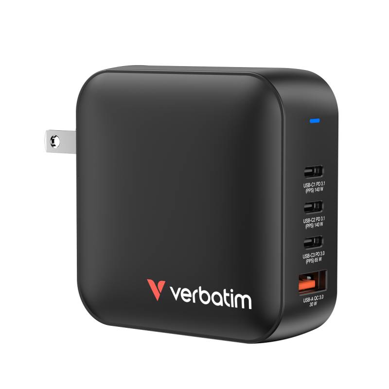 VERBATIM Mini GaN Netzladegerät 165W 4 Port US/EU/UK ADP von Verbatim