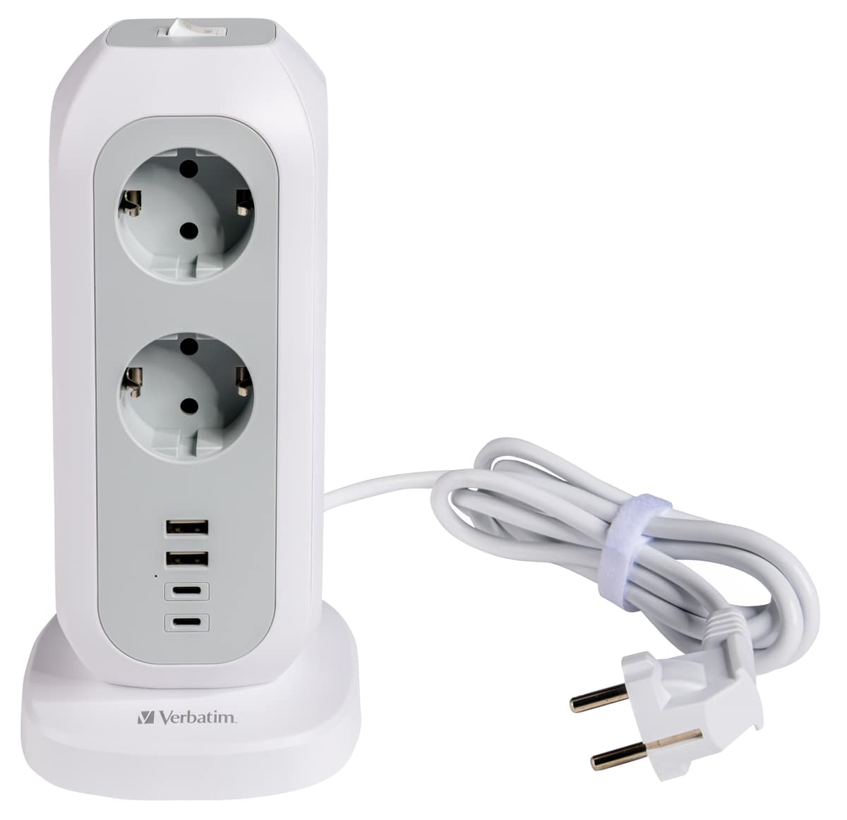 VERBATIM Steckdosenverteiler EUPT-01, Tower, 11-fach, 2x USB-A, 2x USB-C von Verbatim