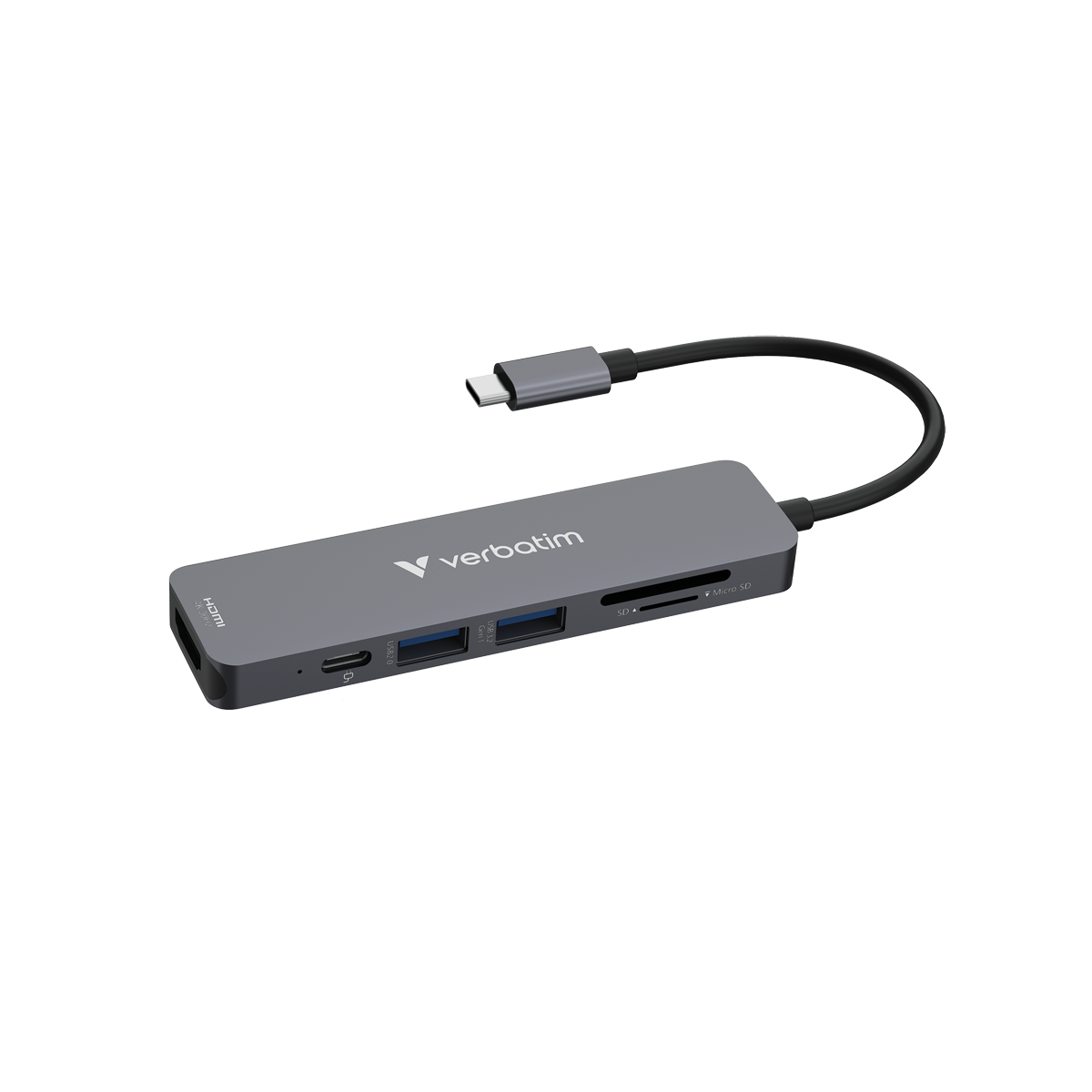 VERBATIM USB-C Essentials Multiport Hub 6 Aschnlüsse mit Kartenleser von Verbatim
