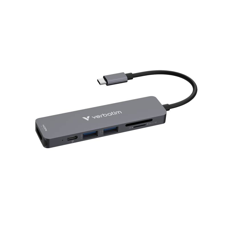 VERBATIM USB-C Essentials Multiport Hub 6 Aschnlüsse mit Kartenleser von Verbatim