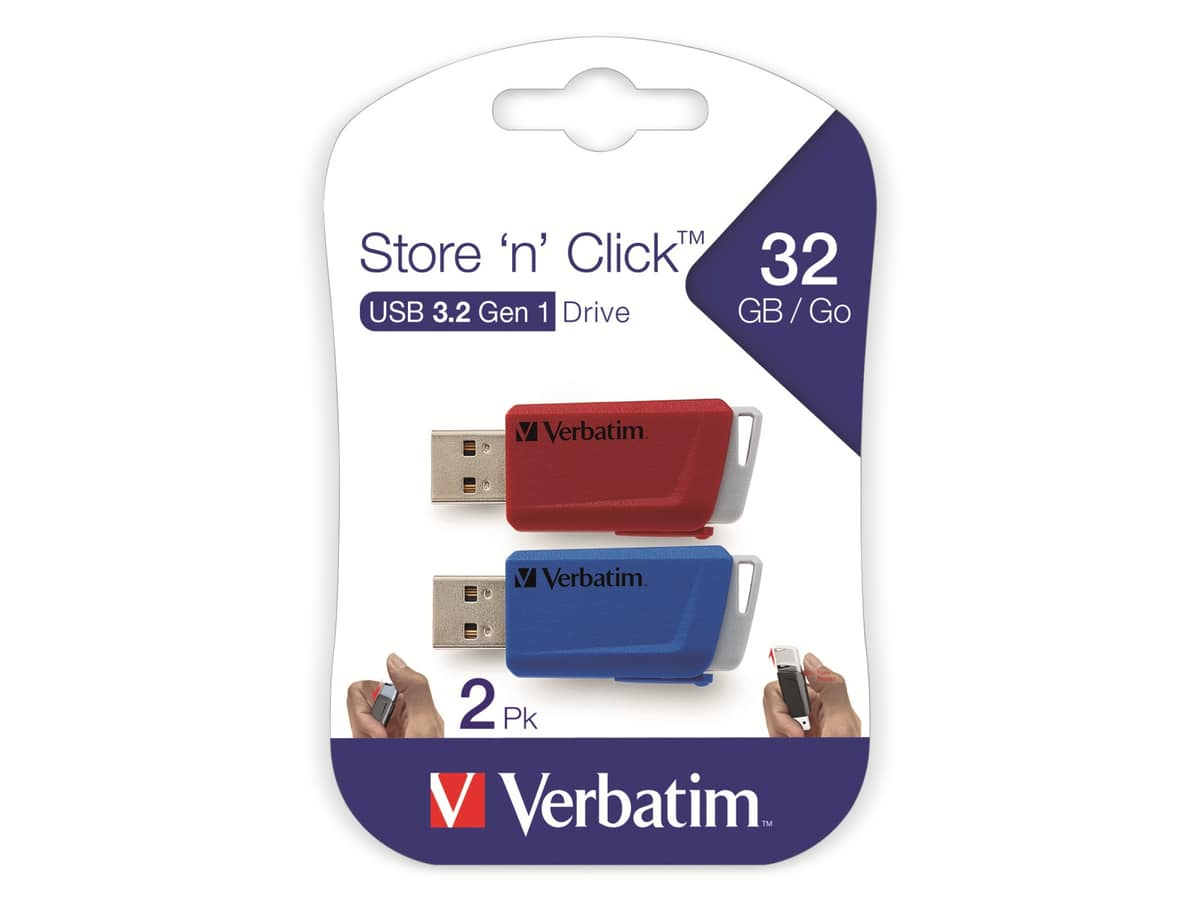 VERBATIM USB-Stick Click, 32 GB, 2er Pack von Verbatim