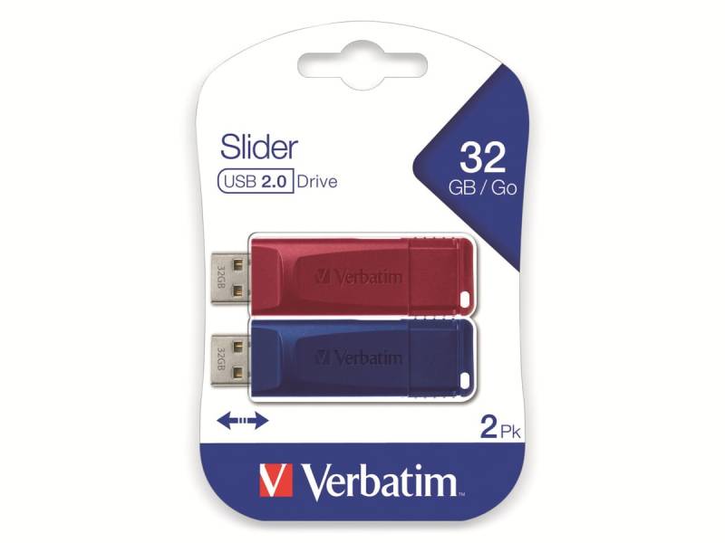 VERBATIM USB-Stick Slider, 32 GB, 2er Pack von Verbatim