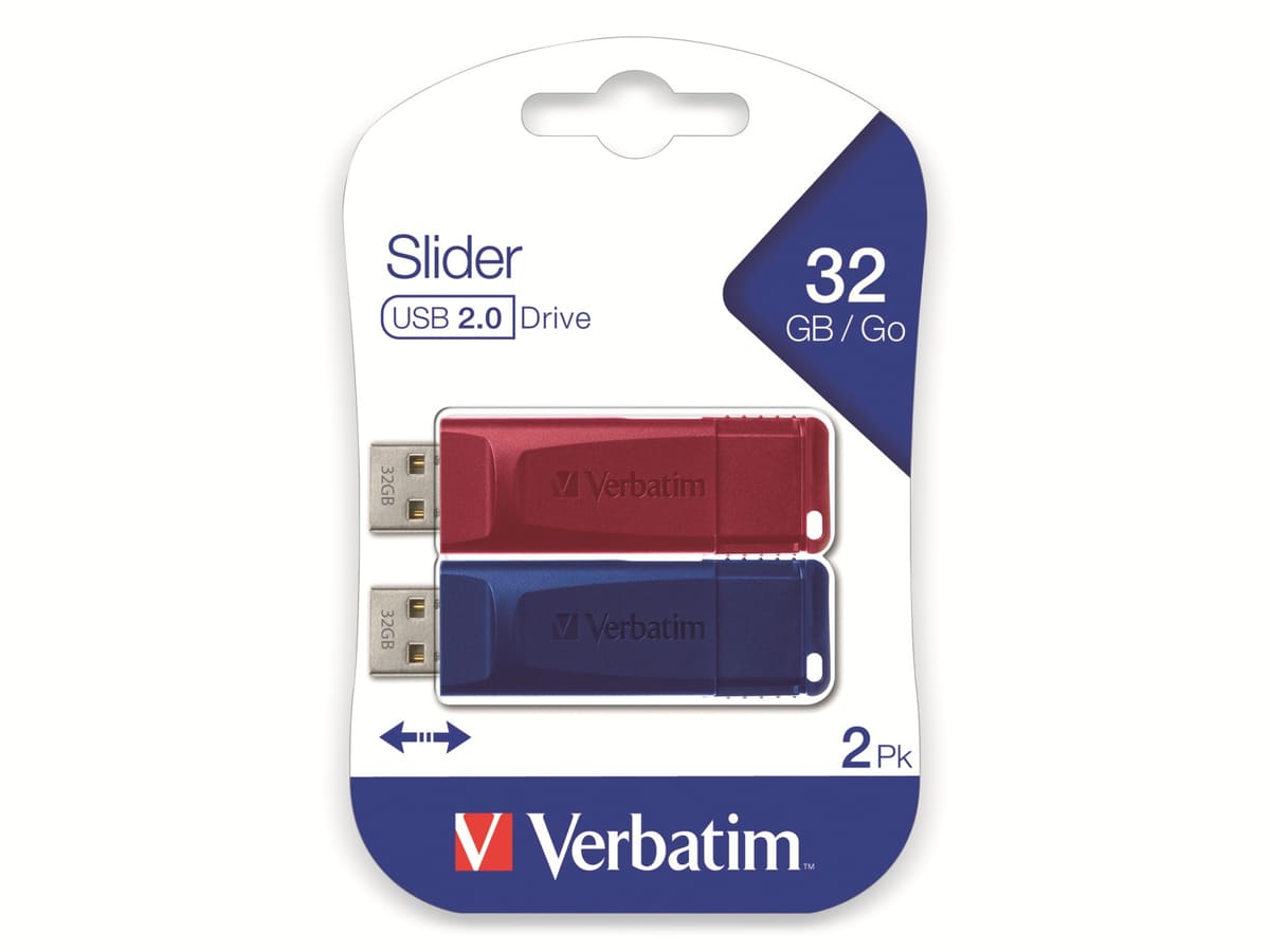 VERBATIM USB-Stick Slider, 32 GB, 2er Pack von Verbatim