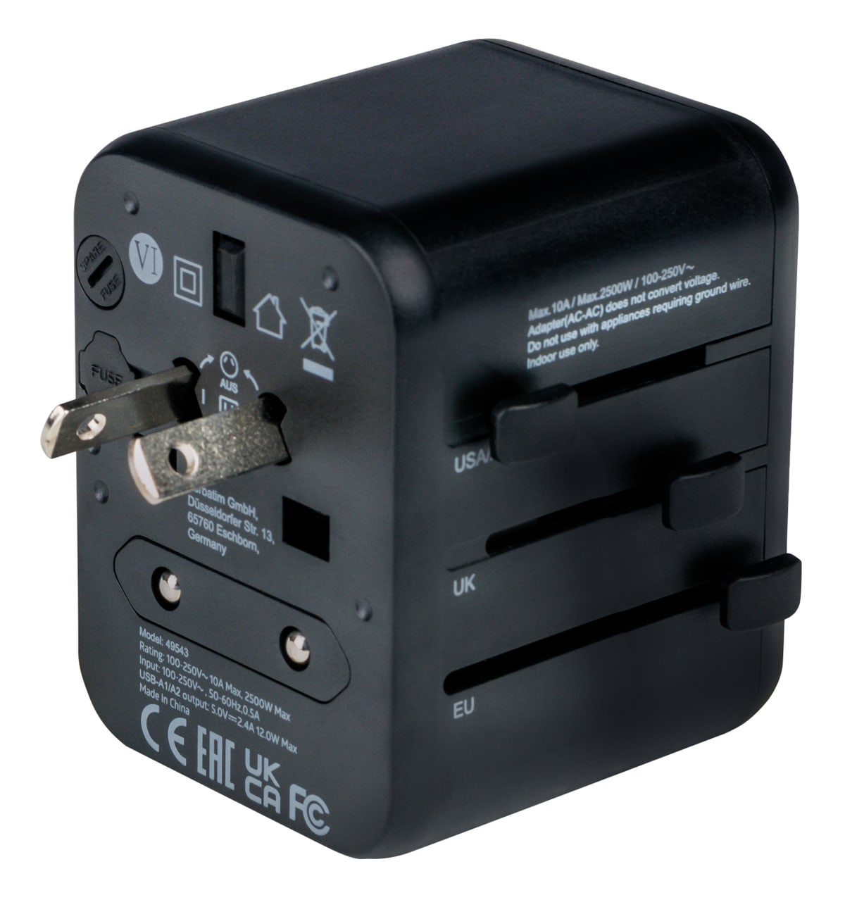 VERBATIM Universal-Reise-Adapter UTA-01, 1x Stromstecker, 2x USB-A von Verbatim