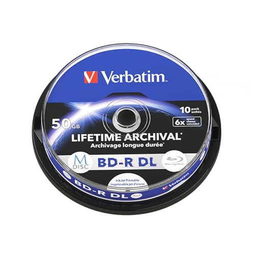 Verbatim 1x10 M-Disc BD-R BluRay 50GB 6X Speed Cakebox Printable von Verbatim
