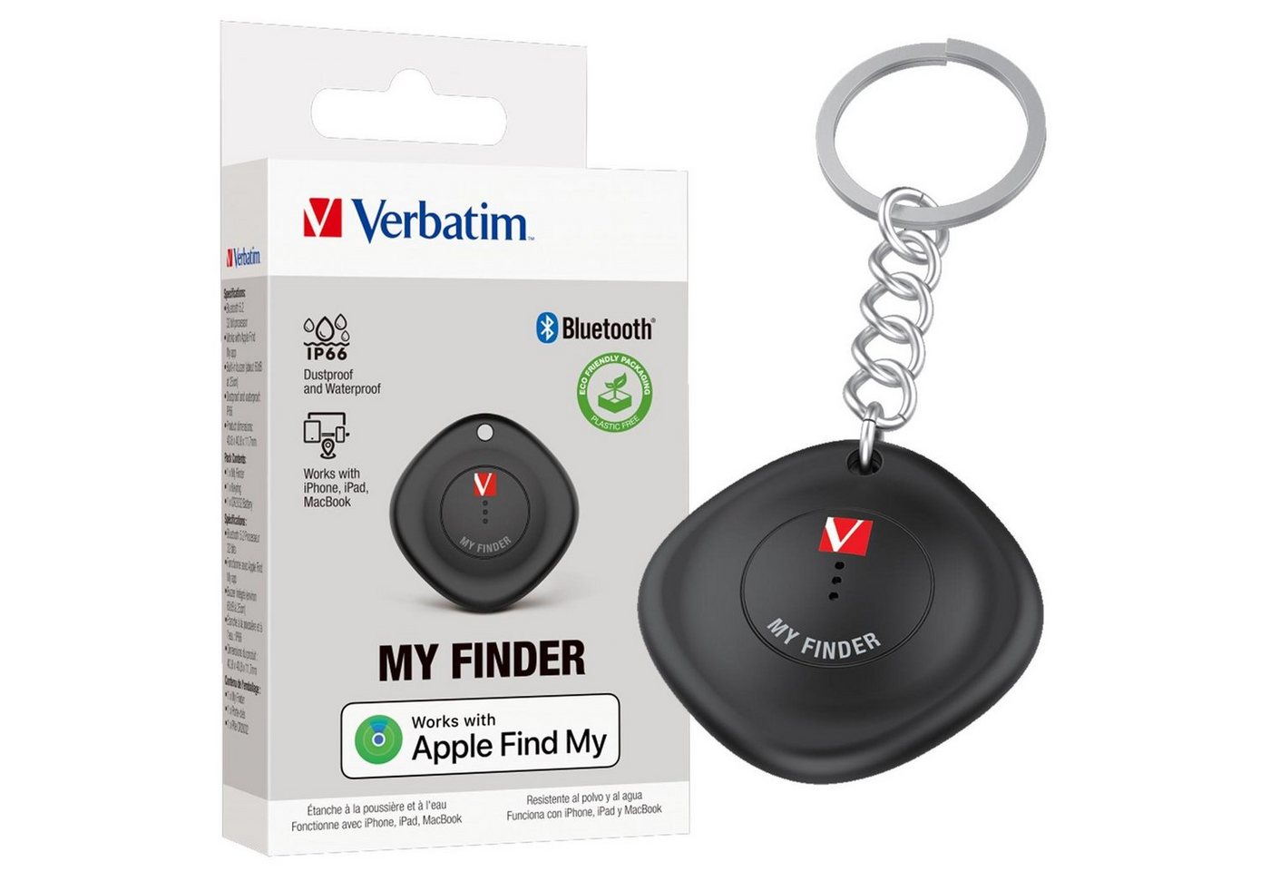 Verbatim 32130 Bluetooth Tracker MYF-01 - 1er Pack GPS-Tracker (Schlüsselanhänger Gegenstandsfinder Standorttracker Positionsfinder) von Verbatim