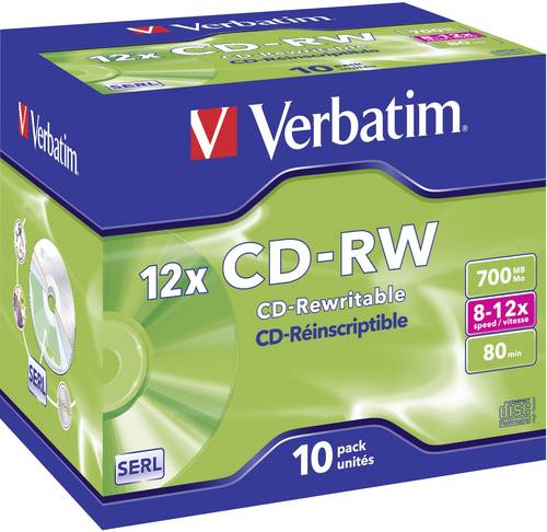 Verbatim 43148 CD-RW Rohling 700 MB 10 St. Jewelcase Wiederbeschreibbar von Verbatim