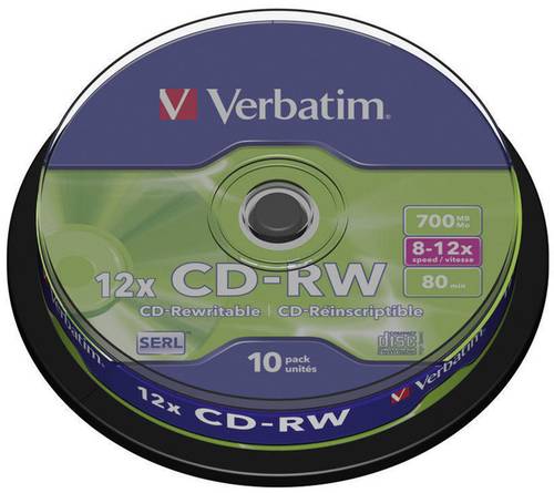 Verbatim 43480 CD-RW Rohling 700 MB 10 St. Spindel Wiederbeschreibbar Verbatim 43480 CD-RW Rohling 700 MB 10 St. Spindel Wiederbeschreibbar von Verbatim