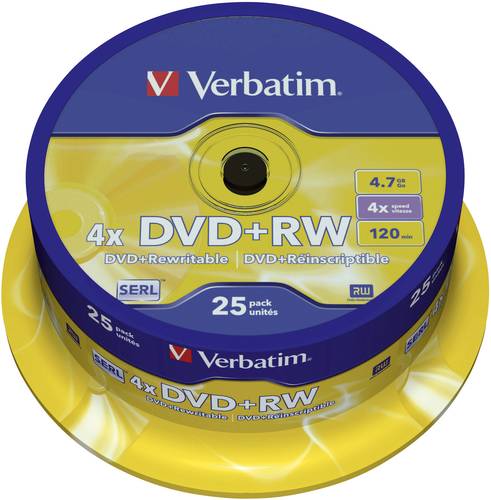 Verbatim 43489 DVD+RW Rohling 4.7GB 25 St. Spindel Wiederbeschreibbar von Verbatim
