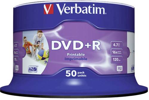 Verbatim 43512 DVD+R Rohling 4.7GB 50 St. Spindel Bedruckbar von Verbatim